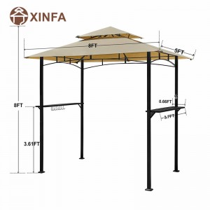 8 \\\\ \'x 5 \\\\\' 2-nivel Canopy Top Grill Gazebo în aer liber Patio Barbecue adăpost cu ramă robustă din oțel
